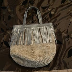 NWT Cleobella Raffia Palm Fringe Tote Bag